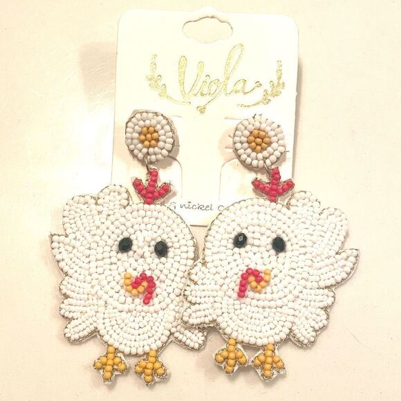 Lea & Viola Jewelry - Viola Beaded Chicken earrings